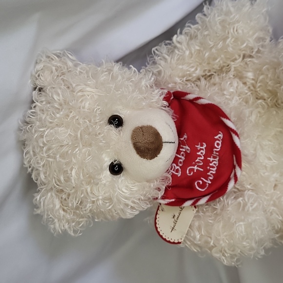 Babys first Christmas Bear Textured Fur Hallmark with Hang Tag New Old Stock - Picture 3 of 10